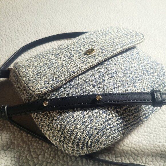 Talbots Packable Paper-Straw Crossbody Bag in Blue /White - Adjustable Strap - Picture 2 of 13